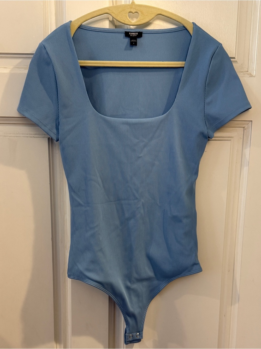 Express Body Contour Ribbed Square Neck Bodysuit - Small